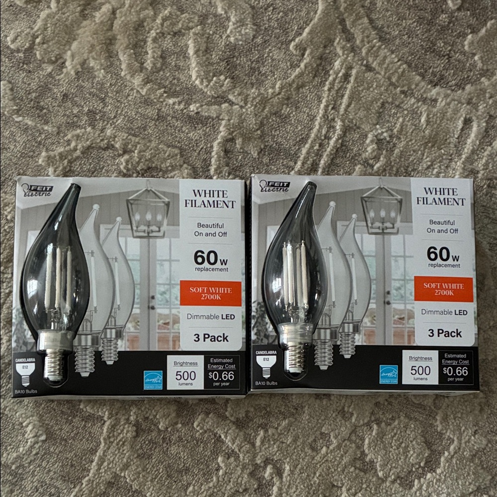 NEW!!! Feit Electric White Filament LED Bulbs 2 sets of 3 Pack
